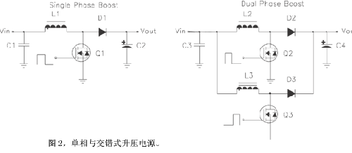 单相与交错式升压电源